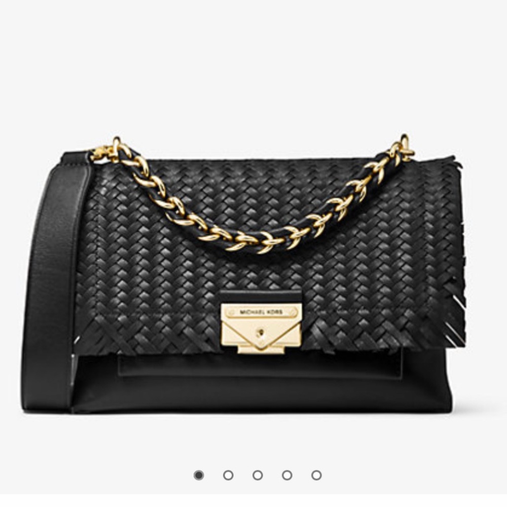 NWT MICHAEL KORS CECE MEDIUM BLACK CHAIN SHOULDER BAG